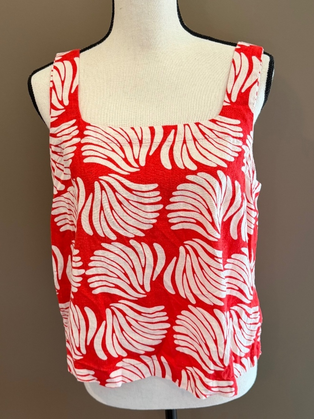 A New Day red cream linen blend summer crop top, Size Medium